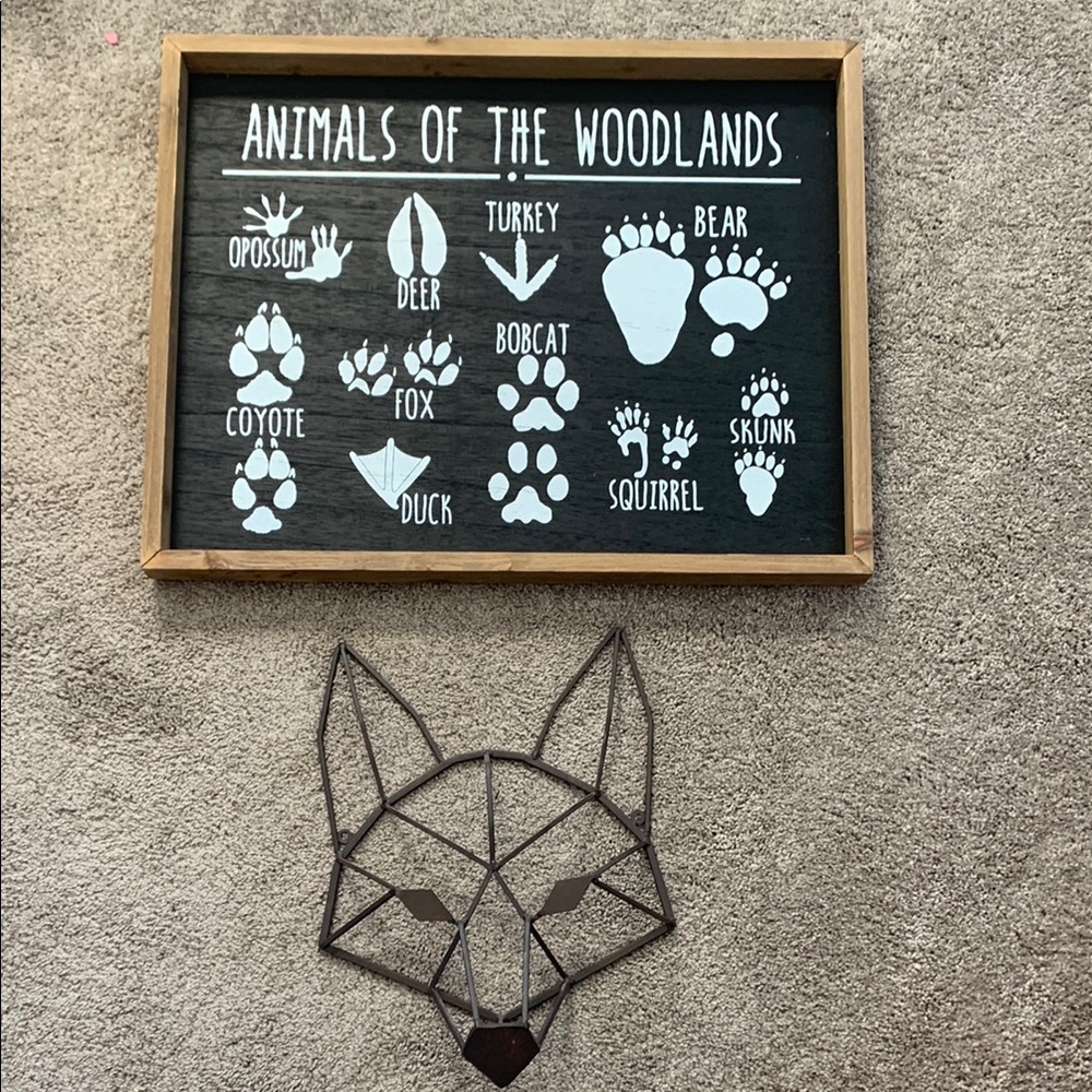 Woodland Animal Wall Decor with Black and Brown Frame